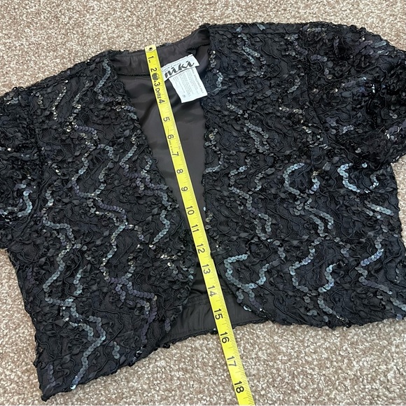 80s vintage black sequin shrug jacket party jacket - sparkle evening jacket - Picture 6 of 9